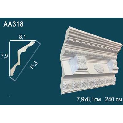 Потолочный плинтус с рисунком АА318 полиуретан