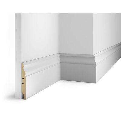 Плинтус Cosca Decor AP21 под покраску, 125x16x2400 мм, белый, МДФ