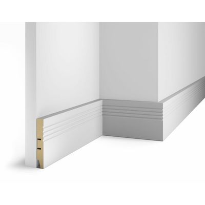 Плинтус Cosca Decor AP08 под покраску, 100x16x2400 мм, белый, МДФ Плинтус Cosca Decor AP08 под покраску, 100x16x2400 мм, белый, МДФ