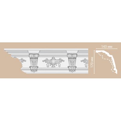 Плинтус потолочный с рисунком DECOMASTER DT-9885 (140*170*2400мм) полиуретан