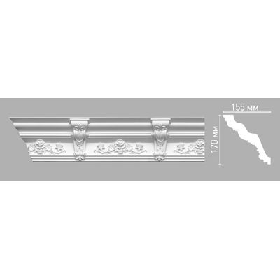 Плинтус потолочный с рисунком DECOMASTER 95091 (170х155х2400мм) полиуретан