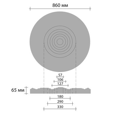 Розетка потолочная DECOMASTER DR-17 (d нар. 860, d вн. 100, h=65мм) полиуретан