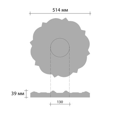Розетка потолочная DECOMASTER DM-0471 (d нар. 514, d вн.130, h=39мм) полиуретан