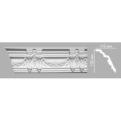 Плинтус потолочный с рисунком DECOMASTER 95092 (130х110х2400мм) полиуретан