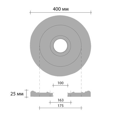 Розетка потолочная DECOMASTER DR-306 (d нар. 400, d вн. 100, h=23мм) полиуретан