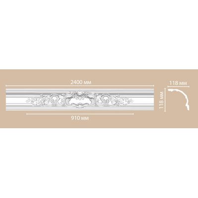Плинтус потолочный с рисунком DECOMASTER DP-51 (118*118*2400мм) дюрополимер