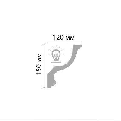 Плинтус потолочный гладкий DECOMASTER 96901F гибкий (150*120*2400мм) полиуретан