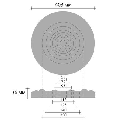 Розетка потолочная DECOMASTER DM-0402 (d нар. 403, d вн.50, h=36мм) полиуретан