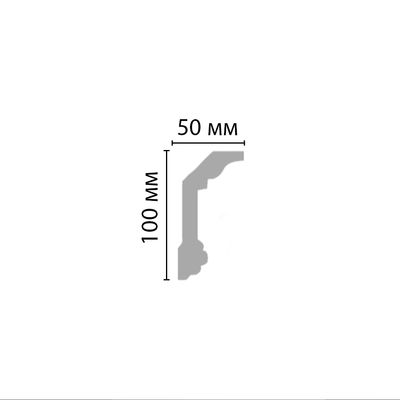 Плинтус потолочный гладкий DECOMASTER 96321F гибкий (100*50*2400мм) полиуретан